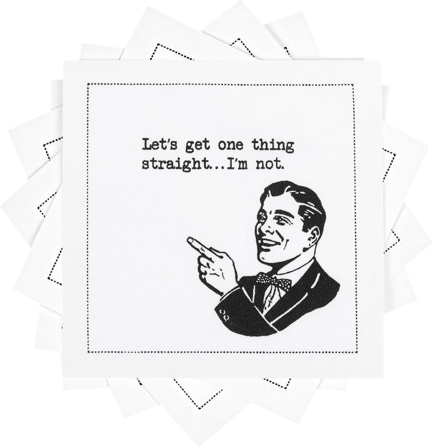 Five Star Napkins Pride Quotes, White Cotton Cocktail Napkins, Beverage Napkins, Bar Napkins, Cloth Napkins, Party Napkins, Events, Holidays, Weddings, Birthdays, Disposable, 4.5" x 4.5"- (50x)