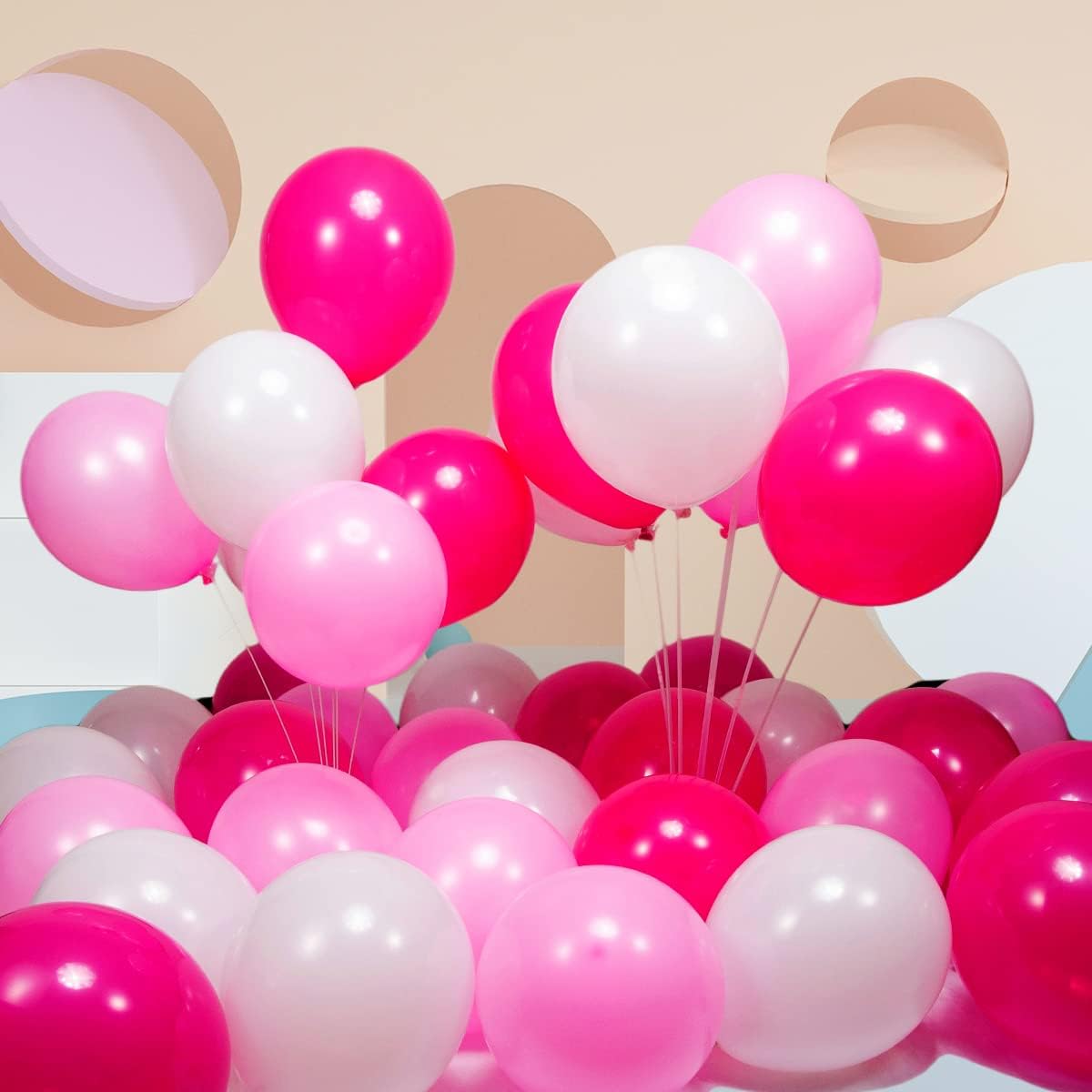 300 Pack Pink and White Balloons 12 inch White Hot Pink Latex Party Balloon Bulk for Various Party Events Decorations