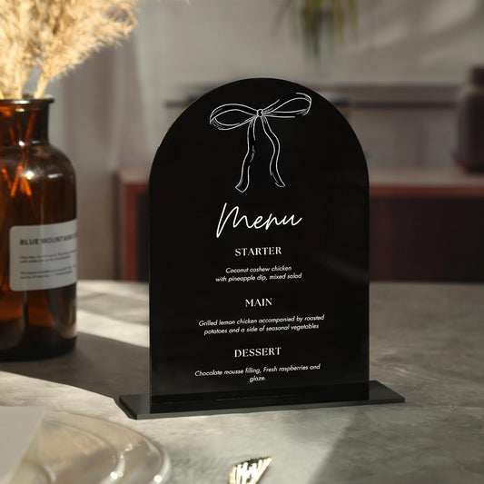 UNIQOOO Black Acrylic Arch Table Sign With Holders, 5x7 inches Wedding Table Numbers, 1/8 Inches Thick, DIY Blank Arched Acrylic Sign for Wedding reception, Centerpiece, Decoration, Event, Set 10