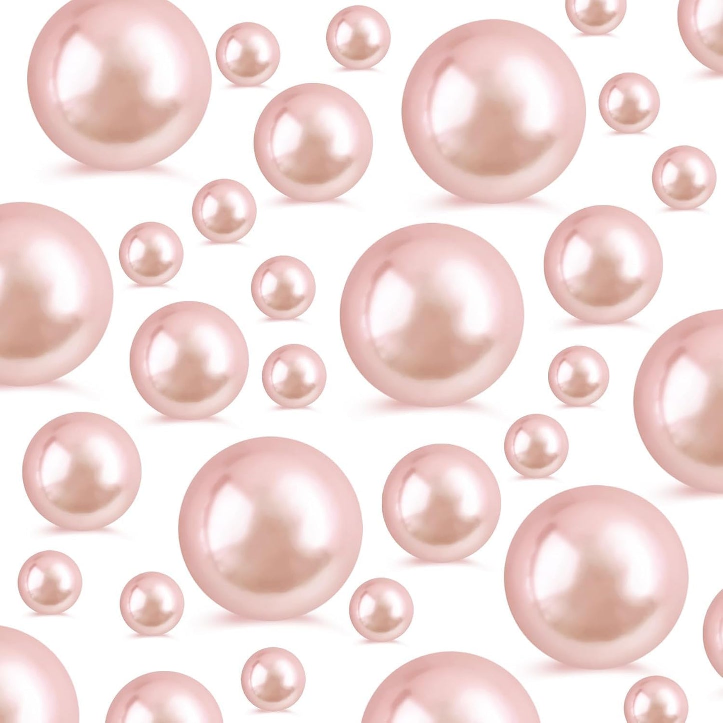 520Pcs Rose Gold Glossy Beads for Centerpiece Decor, Artifical Pearls Vase Filler, No Hole Round Pearl Beads for Wedding Birthday Christmas Party Home Decor(18mm 14mm 6mm)