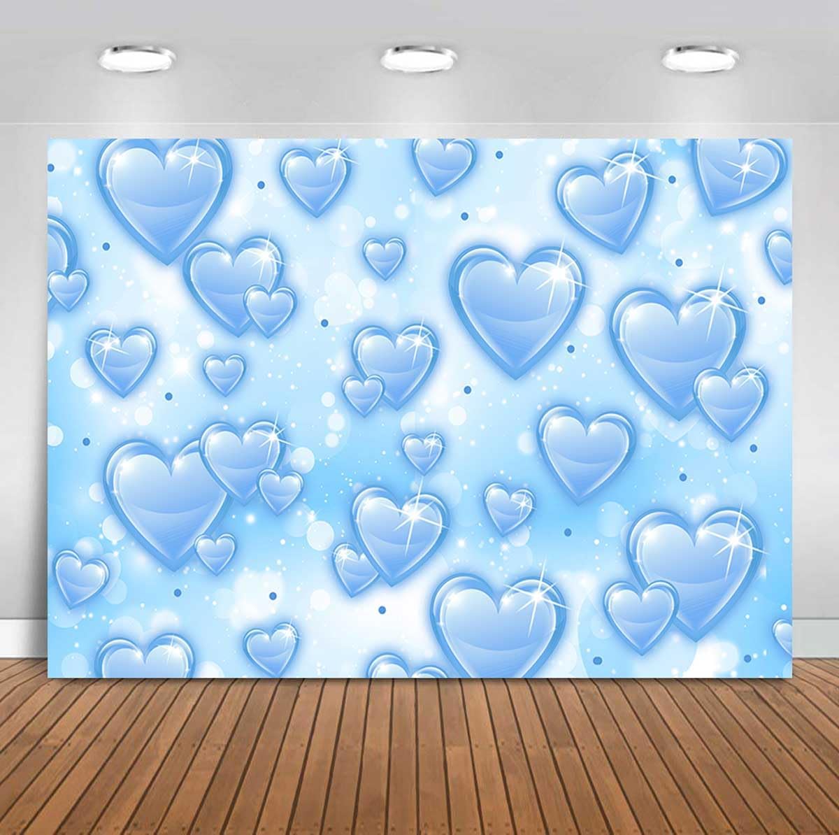 Sensfun 10x7ft Light Blue Heart Backdrop Early 2000s Party Decorations Old School Backdrops Valentines Day 90s Hearts Y2K Birthday Party Banner Newborn Photography Background Selfile Photo Booth Props
