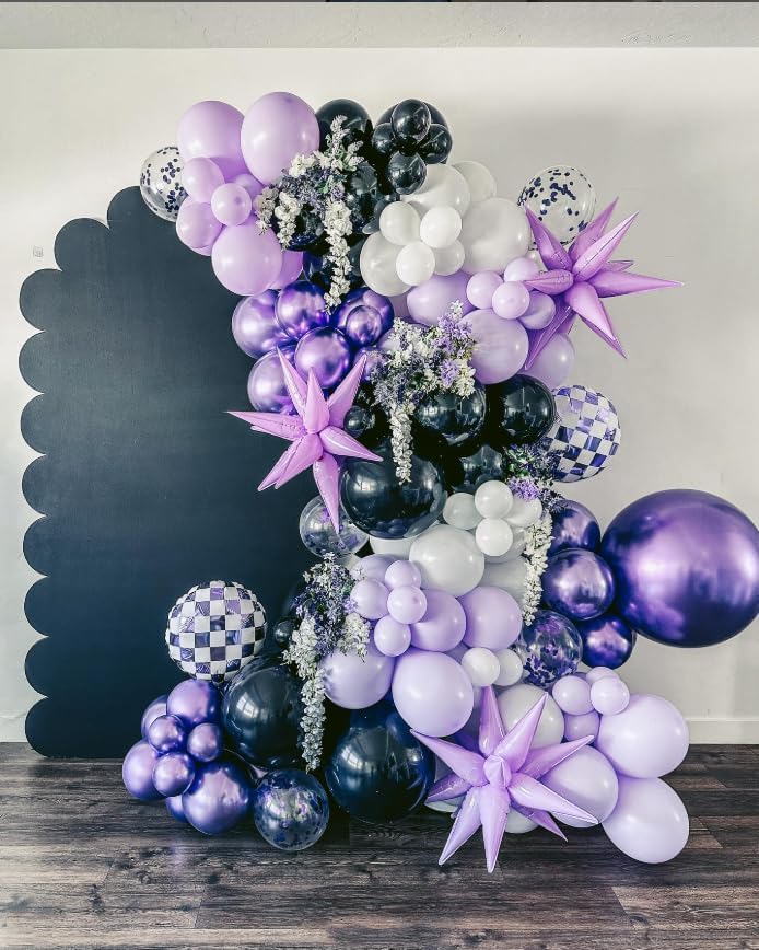 3pcs 26inch macaron purple Star foil balloons.macaron purple Explosion Star burst star balloon-Spike cone balloon for birthday party decorations,wedding,Bachelor party