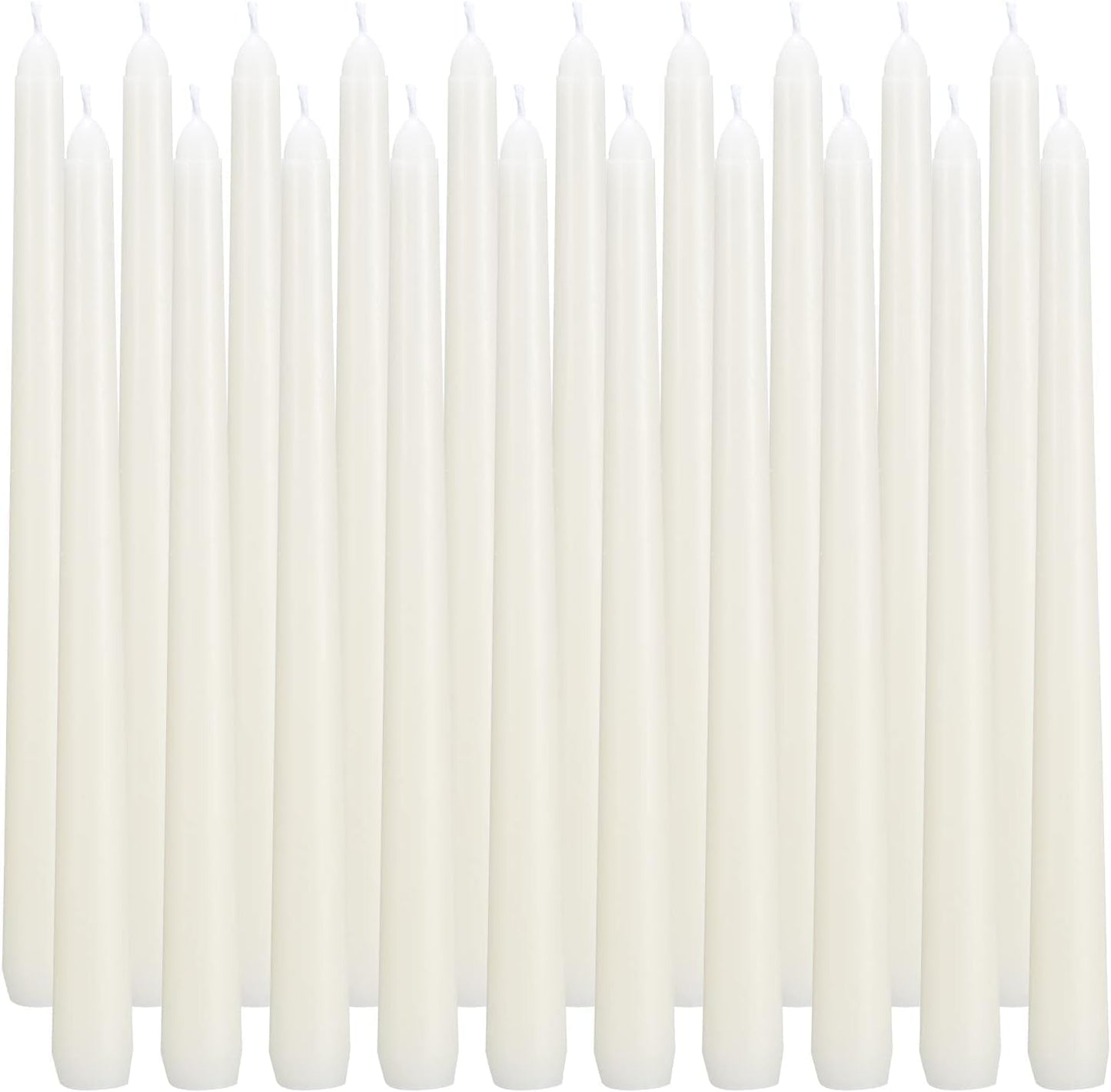 20 Ivory 10 Inch Unscented Smokeless Taper Candles with Cotton Wick, 7+ Hours of Long Lasting Burn, Great for Halloween,Home Decor & Parties, Beautiful Gifts!