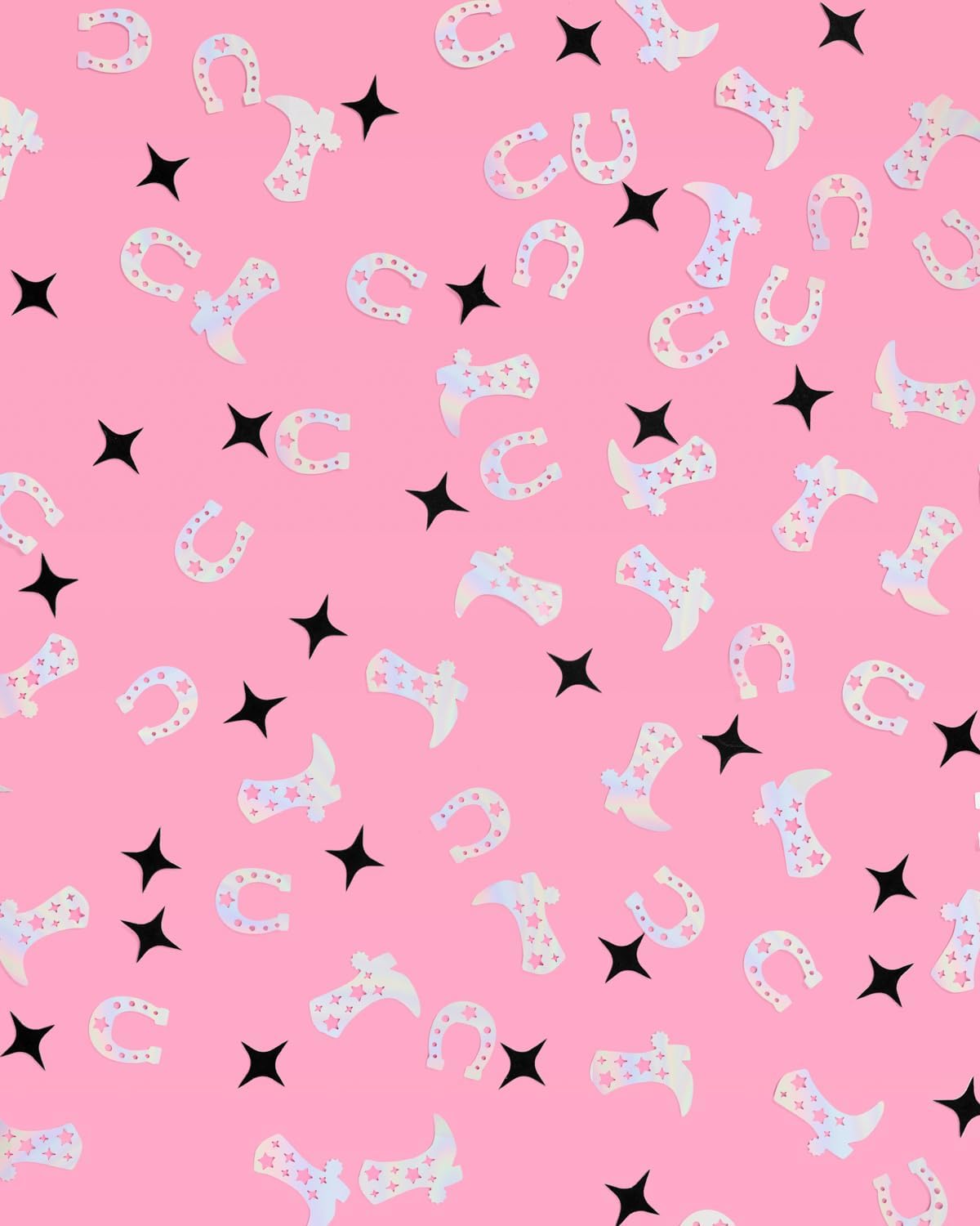 xo, Fetti Black + Iridescent Western Confetti - 200 pc | Rodeo Bachelorette Tablescape, Ranch Birthday Party Decoration, Cowgirl Table Decor, Cowboy Kids Party Supplies