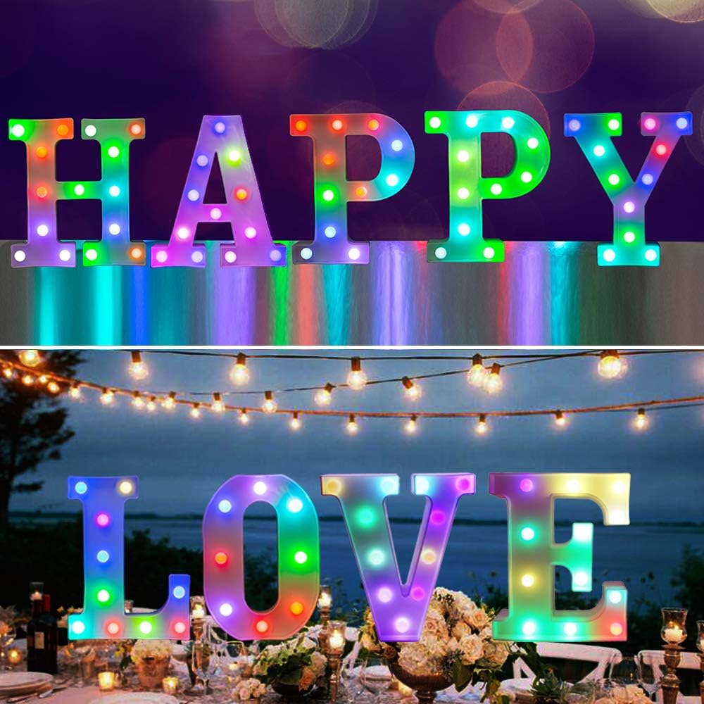 Pooqla Colorful Marquee Letters LED Light Up Letters with Remote, Party Birthday Letter with Lights Decorations for Classroom Room Dorm Home - Multicolor Letter L