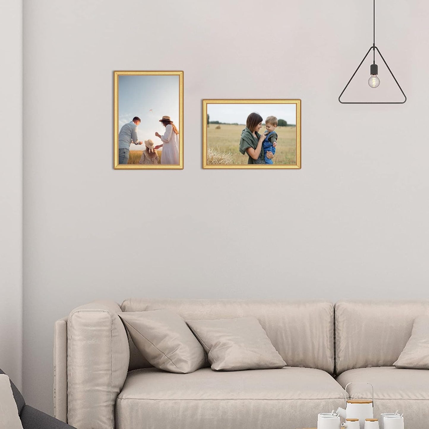 4x6 Picture Frame Matte Gold Modern Simple Thin Aluminum Metal Photo Frame with HD Real Glass, Display for Tabletop and Wall Collage. (2 Pack)