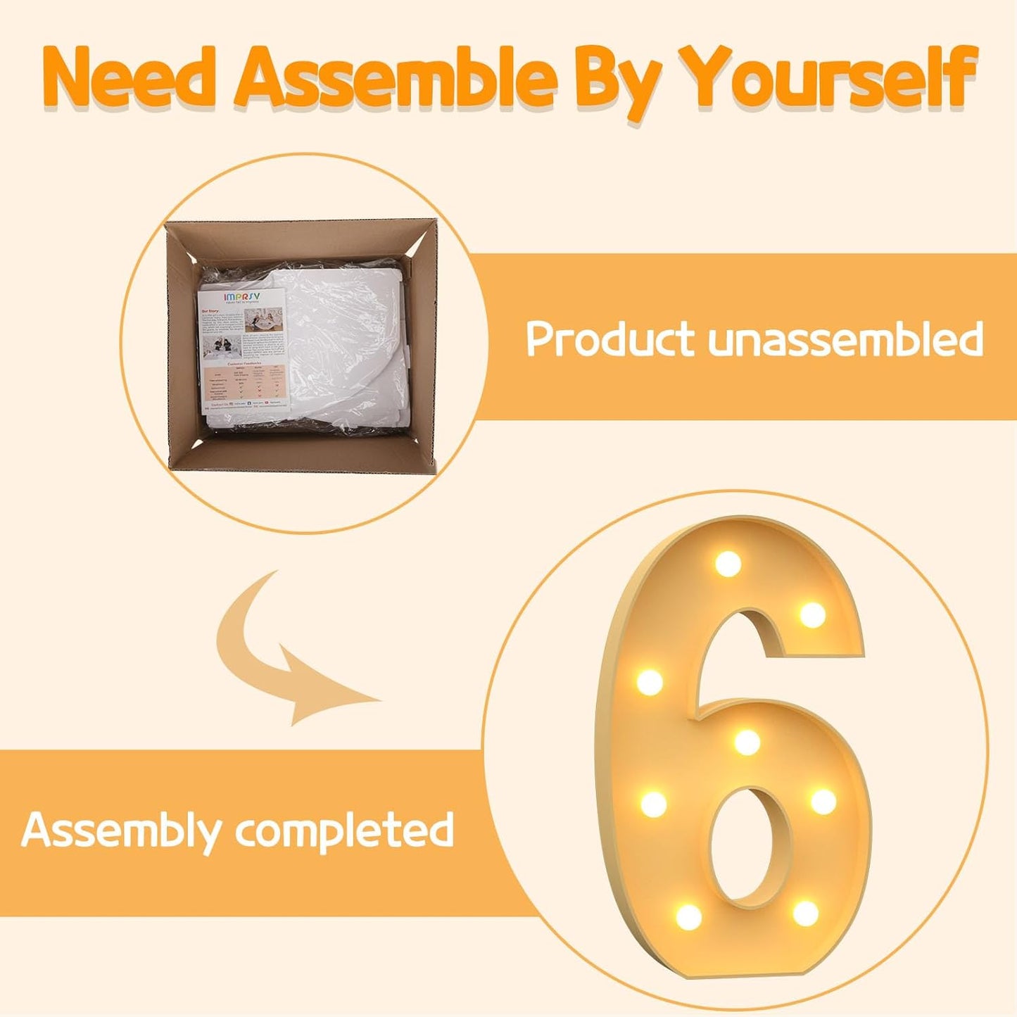 Marquee Numbers 3 Feet Tall Large Light Up Numbers 6th 16th Sweet Sassy and Six Birthday Decorations Girl Boy Big Yellow Light Outdoor Anniversary Decorations Balloon Arch Kit Party Backdrop 6