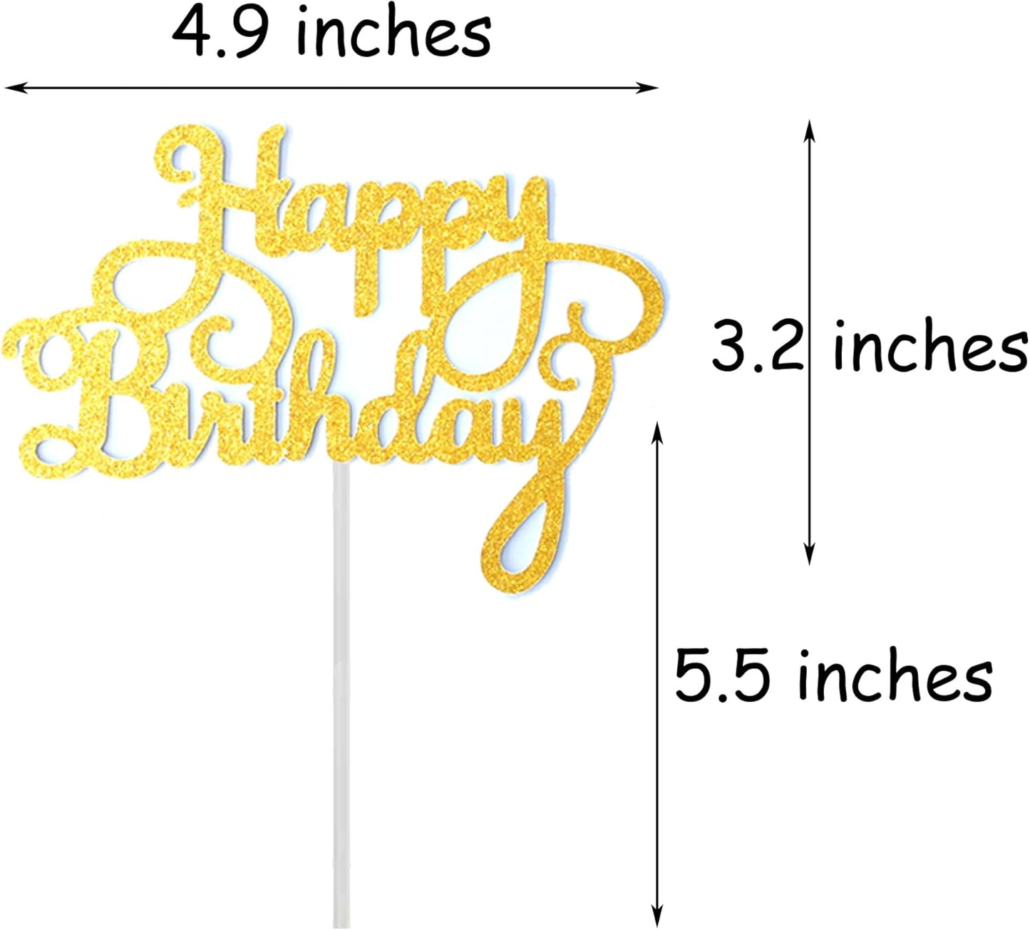 24 Pack Multi Colors Birthday Cake Topper Set, Glitter Cake Bunting Decor Birthday Cake Picks Party Decorations Supplies(Classic)