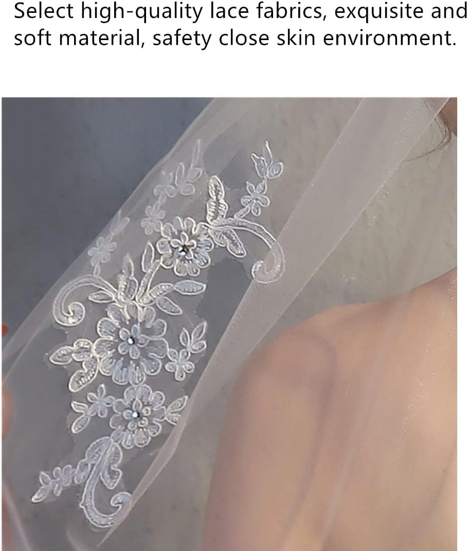 Elegent Lace Appliques Wedding Veil Crystal Beaded, Wedding Bridal Veil with Comb