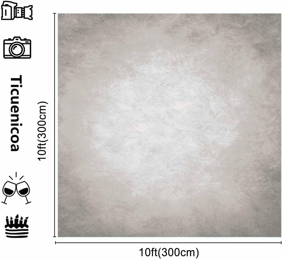 10x10ft Grey Portrait Photography Backdrops Solid Texture Abstract Photo Background for Photoshoot
