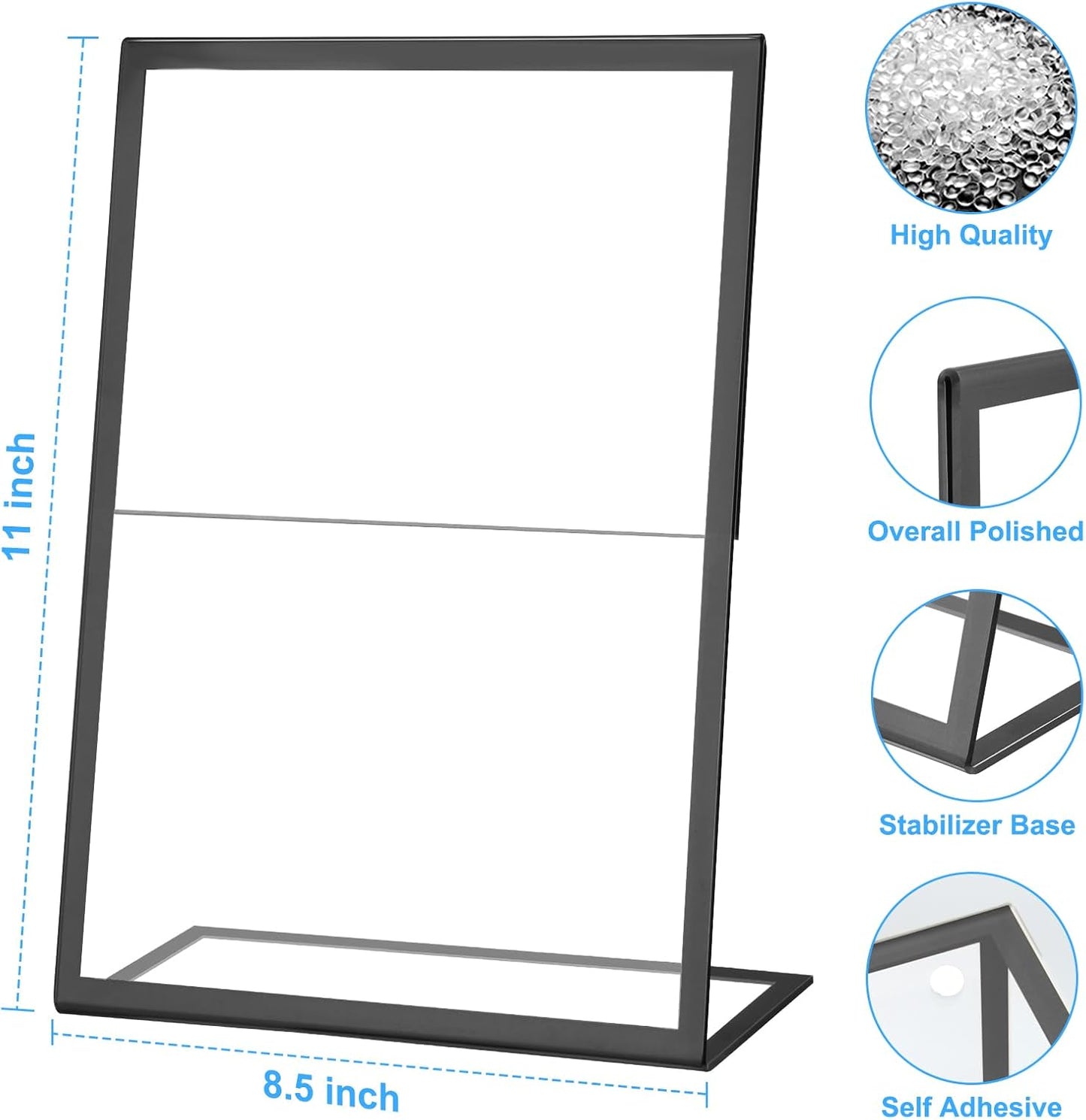 EHWINE 12 Pack Acrylic Sign Holder 8.5 x 11, Black Picture Frame Stand up Table Top Sign Holders, Slanted Back Paper Holder Clear Display Stand Menu Flyer Holder for Wedding Party