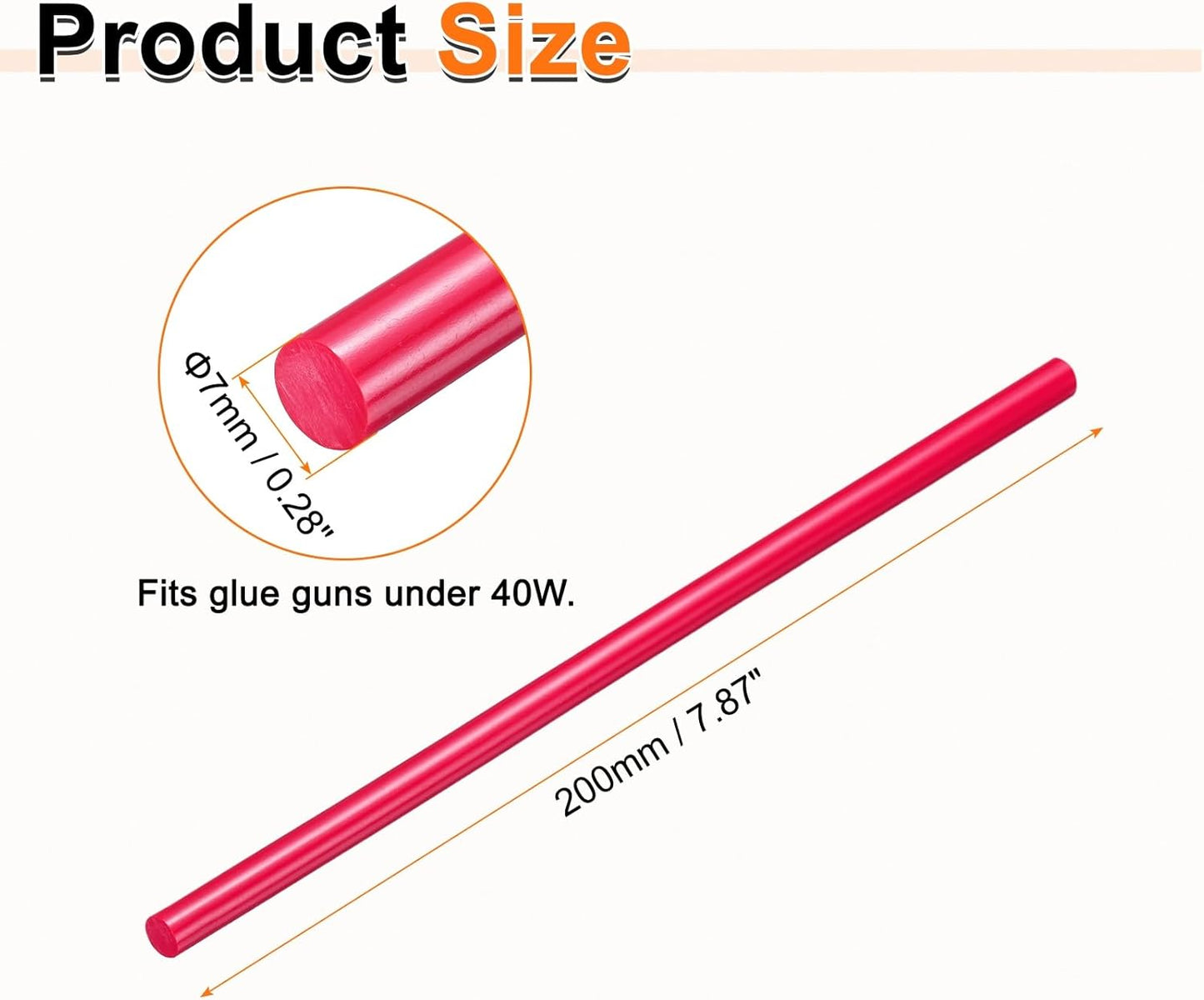 HARFINGTON 10pcs Hot Glue Sticks 0.28" Dia x 7.87" Long EVA Mini Hot Melt Adhesive Glue Stick for Hot Melt Gun Wood Plastic Glass Flowers Fabrics Foam, Rose Red