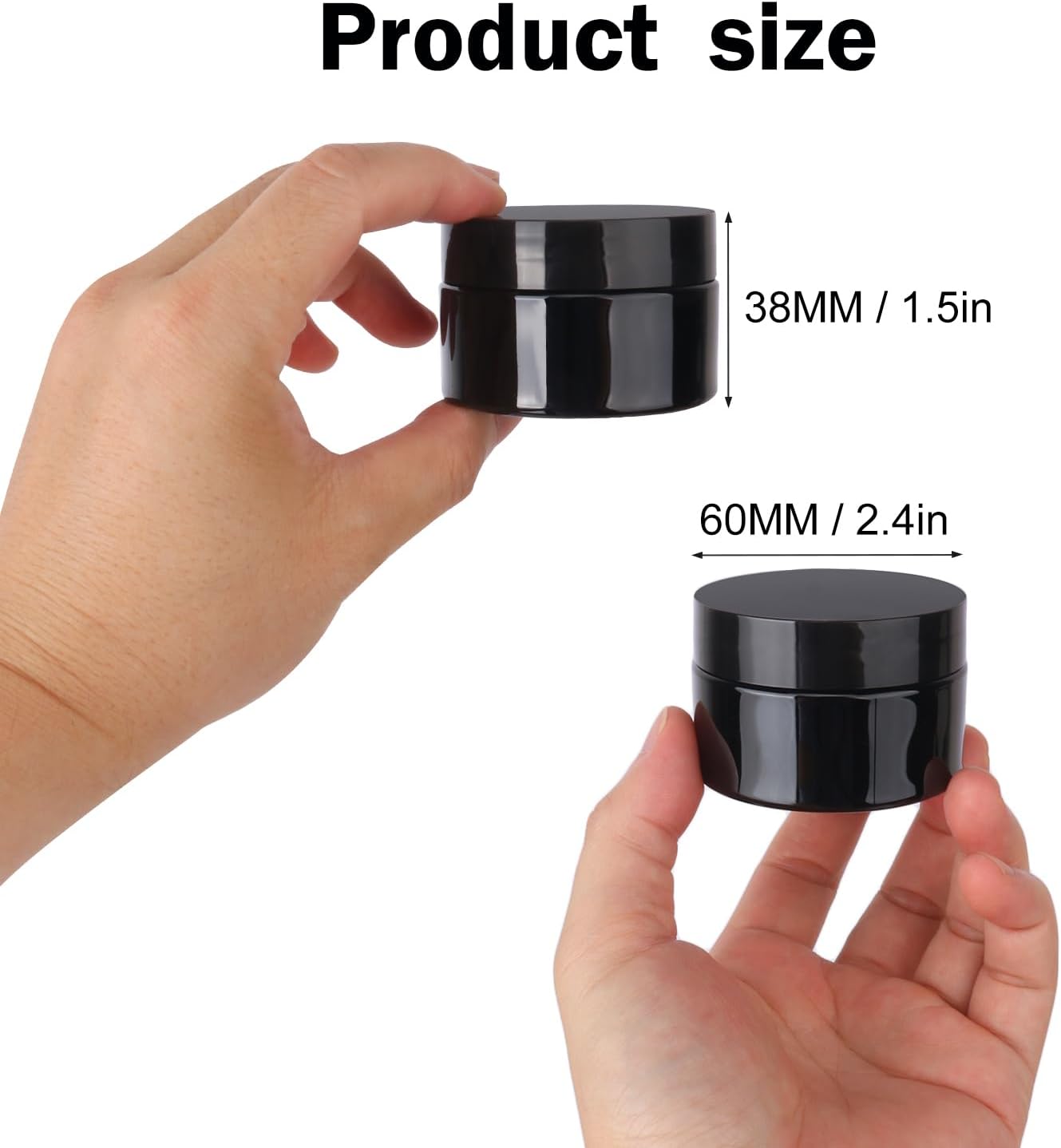 110 Packs 2 OZ Black Plastic Jars with black Lids, Body Butter Containers, Cosmetic Containers jars for Kitchen Ingredients, beads, sequins, Lotion, Cream, DIY Crafts and More by KUKLIPJIM