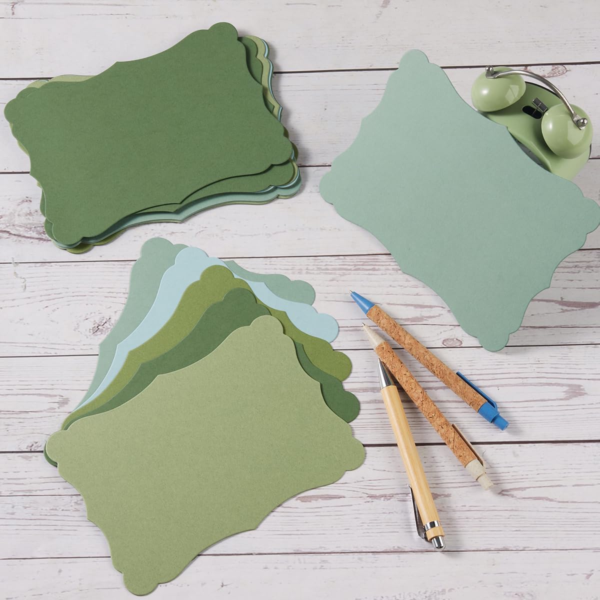 50 Pack Blank Kraft Cards Cardstock Thick Paper Brown Greeting Cards for DIY Gift Card Menus, Baby Shower and Wedding Invitations (Green, 5 Colors, 4x6IN)