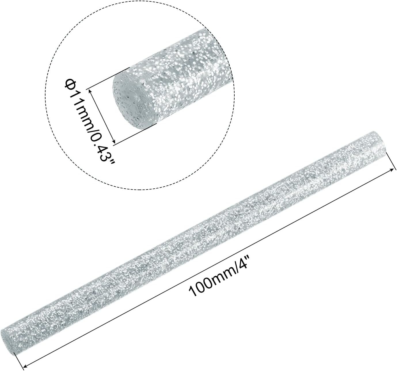uxcell 20pcs Hot Glue Sticks for Glue Gun 11mm/0.43-inch x 4-inch Mini Hot Melt Adhesive Glue Stick Glitter Silver