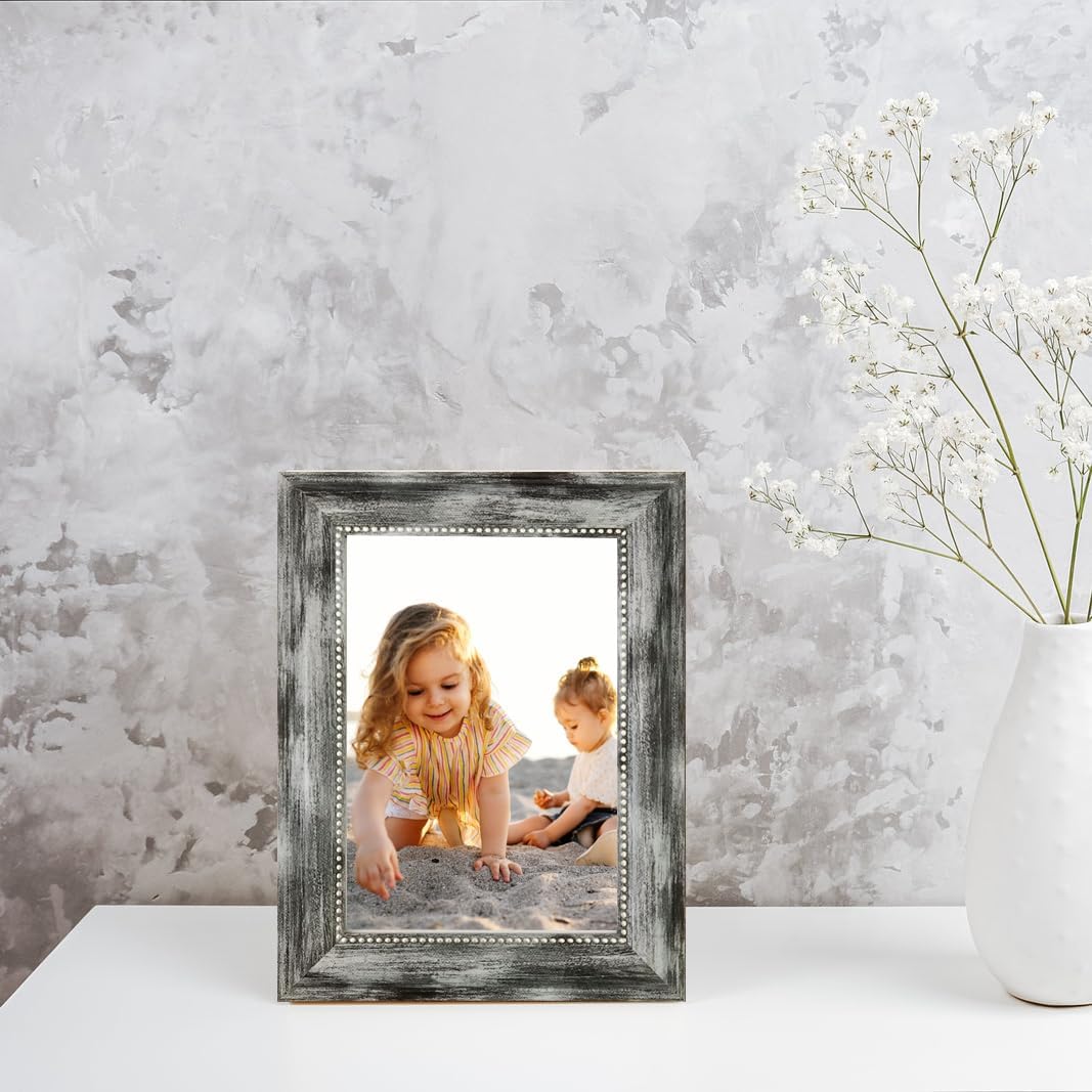 4x6 Picture Frames Set of 4 Vintage Photo Frame, Rustic Retro Photo Frame with Real Glass,Decorative Art Wall Mount and Tabletop Display Family Friends Wedding Gift