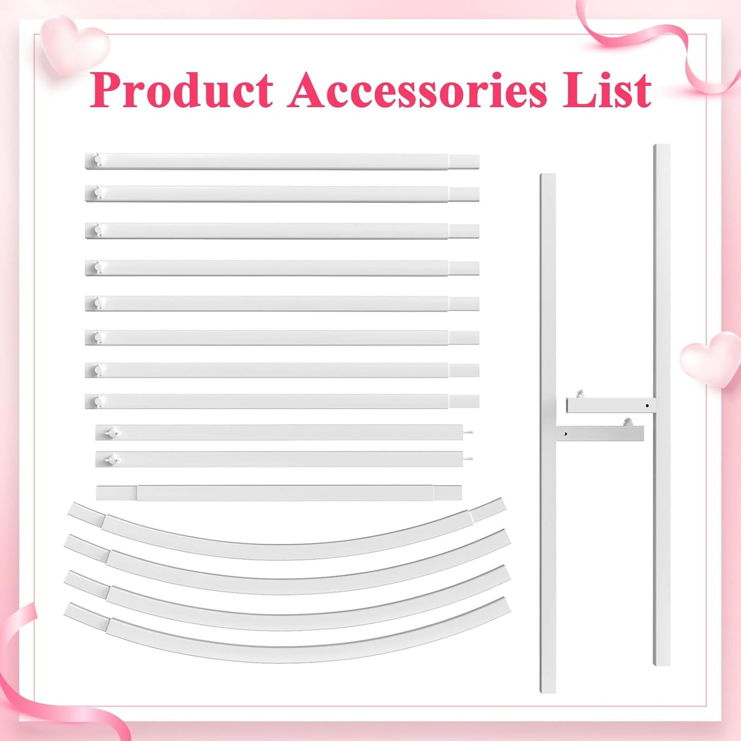 Wokceer Wedding Arch Backdrop Stand 6.6 FT White Metal Arch Chiara Backdrop Stand for Wedding Ceremony Birthday Party Photo Booth Outdoor Indoor Garden Balloon Arch Decoration