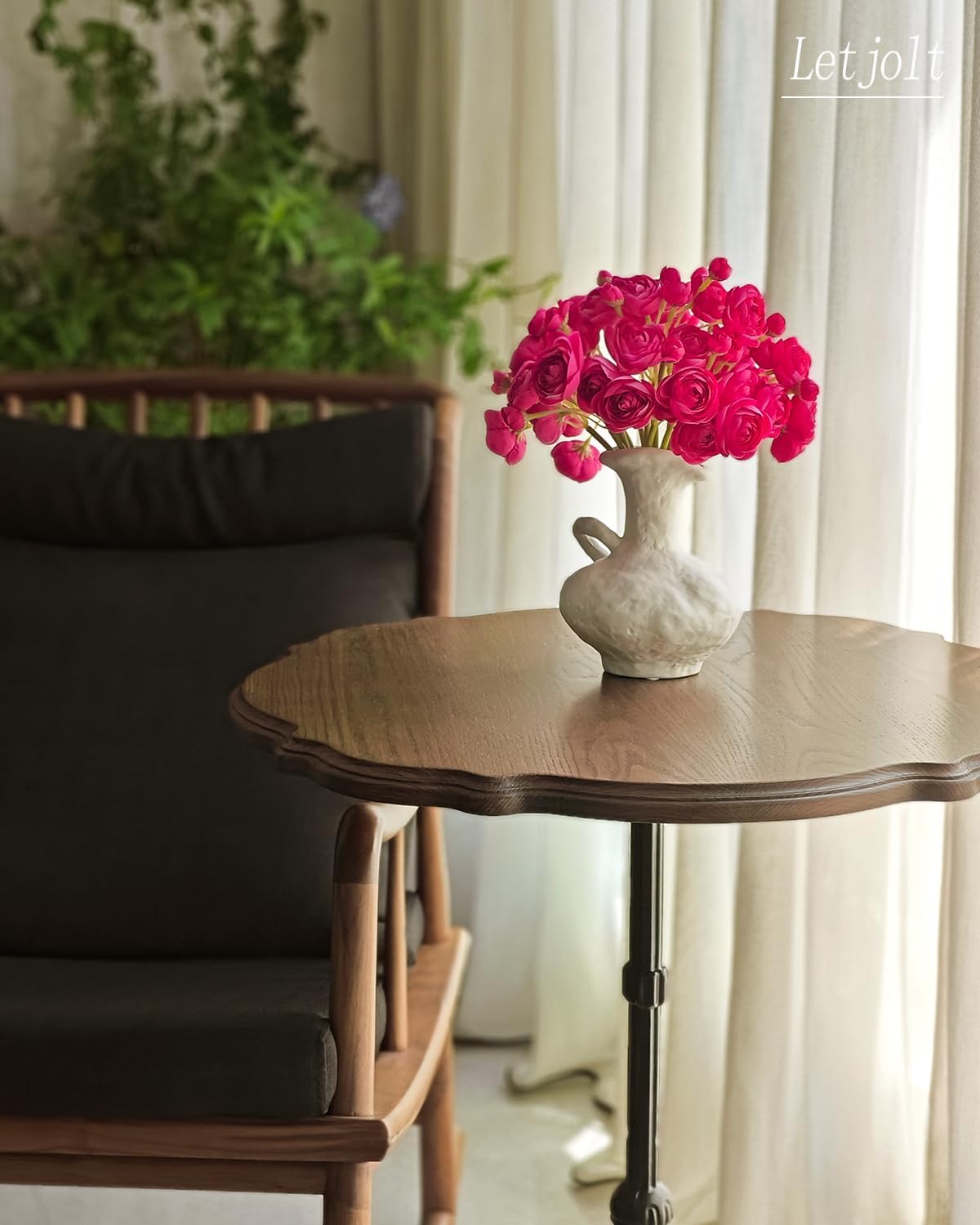 Letjolt Ranunculus Artificial Flower ROSEO Pink Silk Flowers Faux DIY Bouquet for Wedding Engagement Centerpieces Arrangements Bridal Shower Decorations Home Decor 18pcs