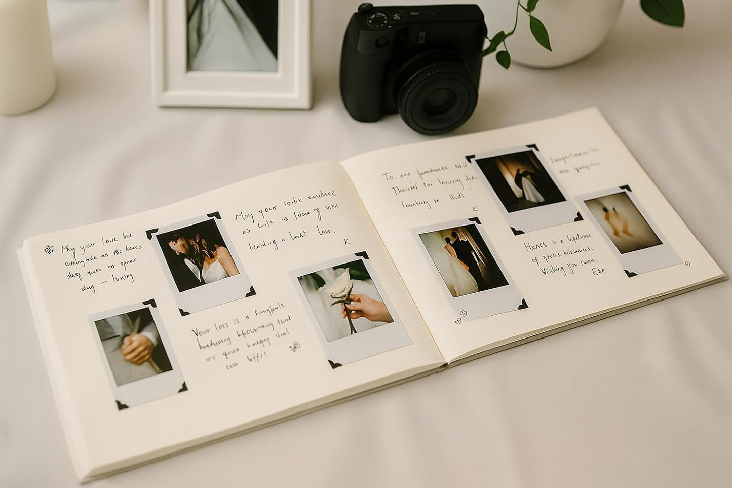 Wedding Guest Book – Personalized Polaroid Guest Book for Wedding Reception, Custom Sign In Photo Book with Blank Pages, Elegant Keepsake for Guests (Metallic Gold)