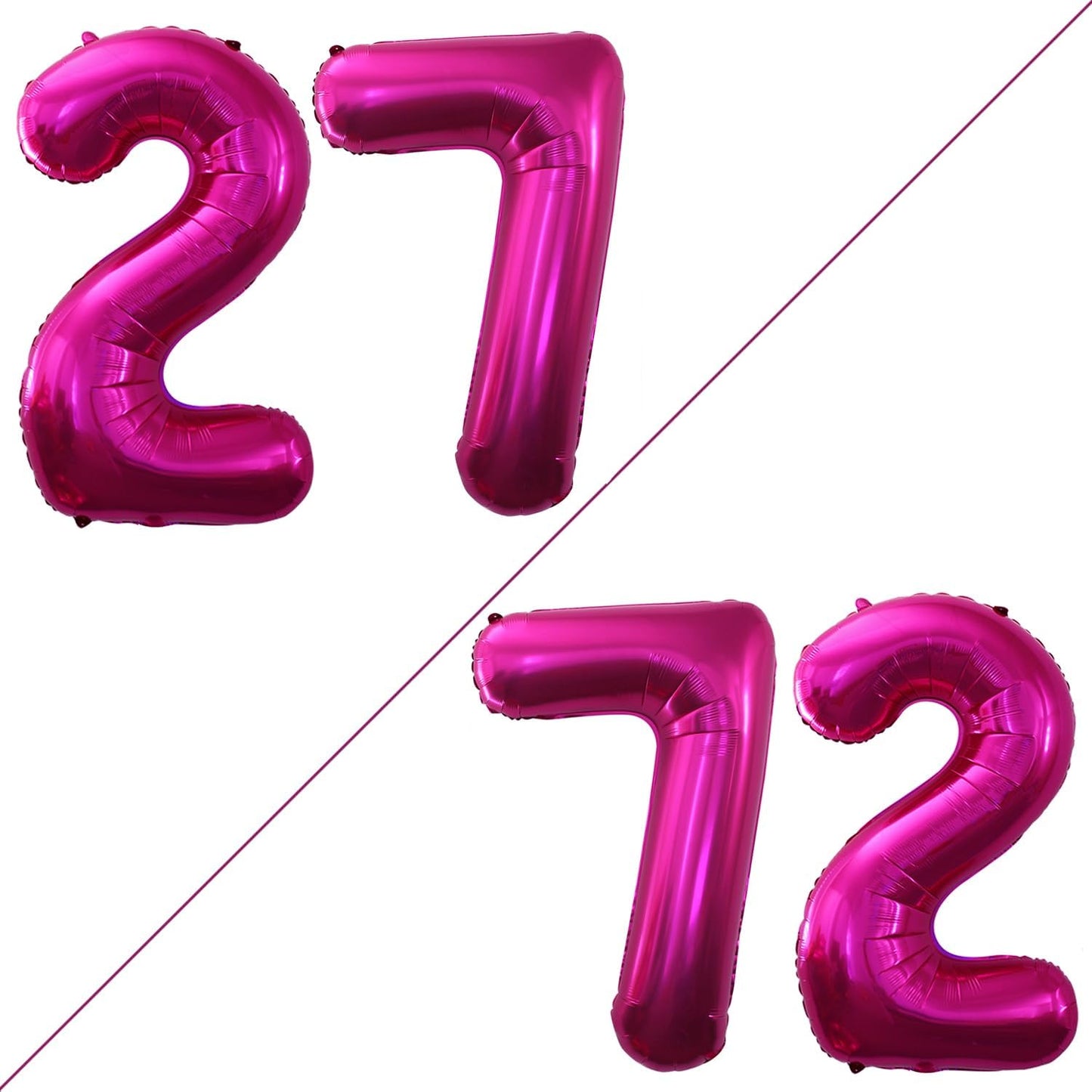 GOER Number 27 Balloons for 27th Birthday Party Decorations,42 Inch Jumbo Foil Helium 72 Balloons for 72nd Birthday Party Decoration (Bright Peach)