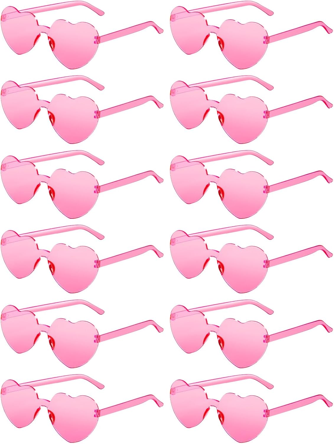 12 Pairs Heart Shaped Sunglasses for Women Colorful Glasses Fun Trendy Transparent Heart Sunglasses Party Favor (Pink)