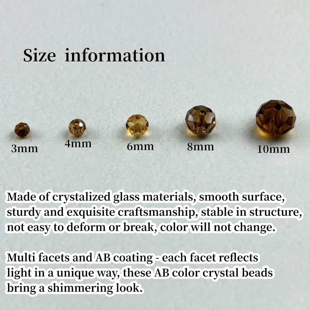 100pcs 8mm Crystal Glass Beads for Crafts Faceted Rondelle Glass Beads for Jewelry Making Crystal Spacer Beads for Necklaces Bracelets Earrings DIY Craft(Amber AB)