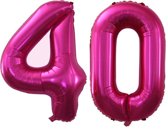 GOER Number 40 Balloons for 40th Birthday Party Decorations,42 Inch Jumbo Foil Helium Balloons for 40th Anniversary (Bright Peach)