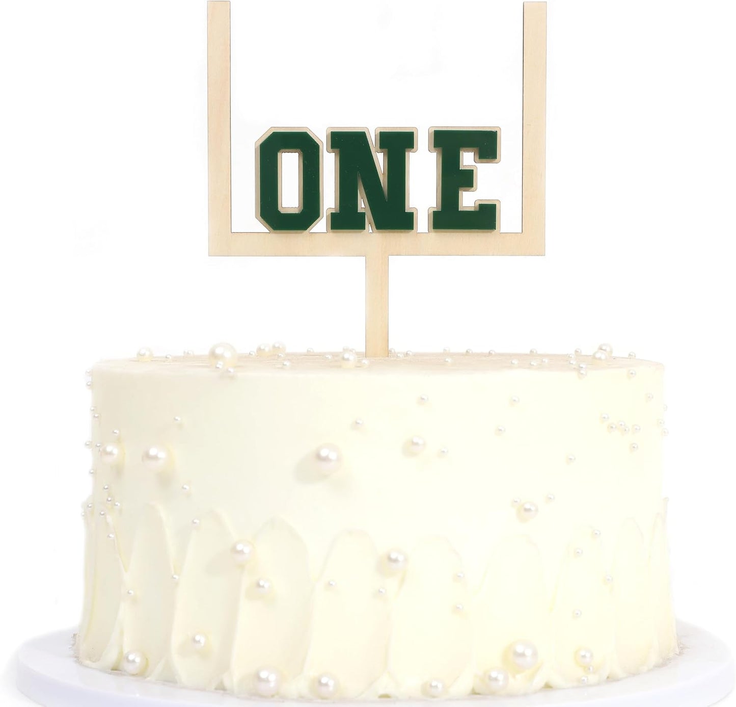 Wood And Acrylic Football One Cake Topper - Football First/1st Birthday Decorations,First Year Down Party Decorations,Rookie Of The Year Cake Decor (football-1)