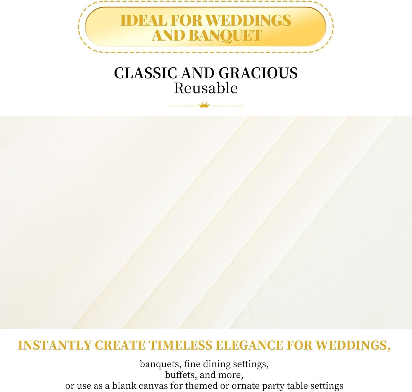 12 Pack Polyester Tablecloth 60 x 102 Inch Ivory Tablecloth for 6 Ft Rectangle Tables,Stain and Wrinkle Resistant Washable Fabric Table Covers Polyester Table Clothes for Wedding Parties Banque