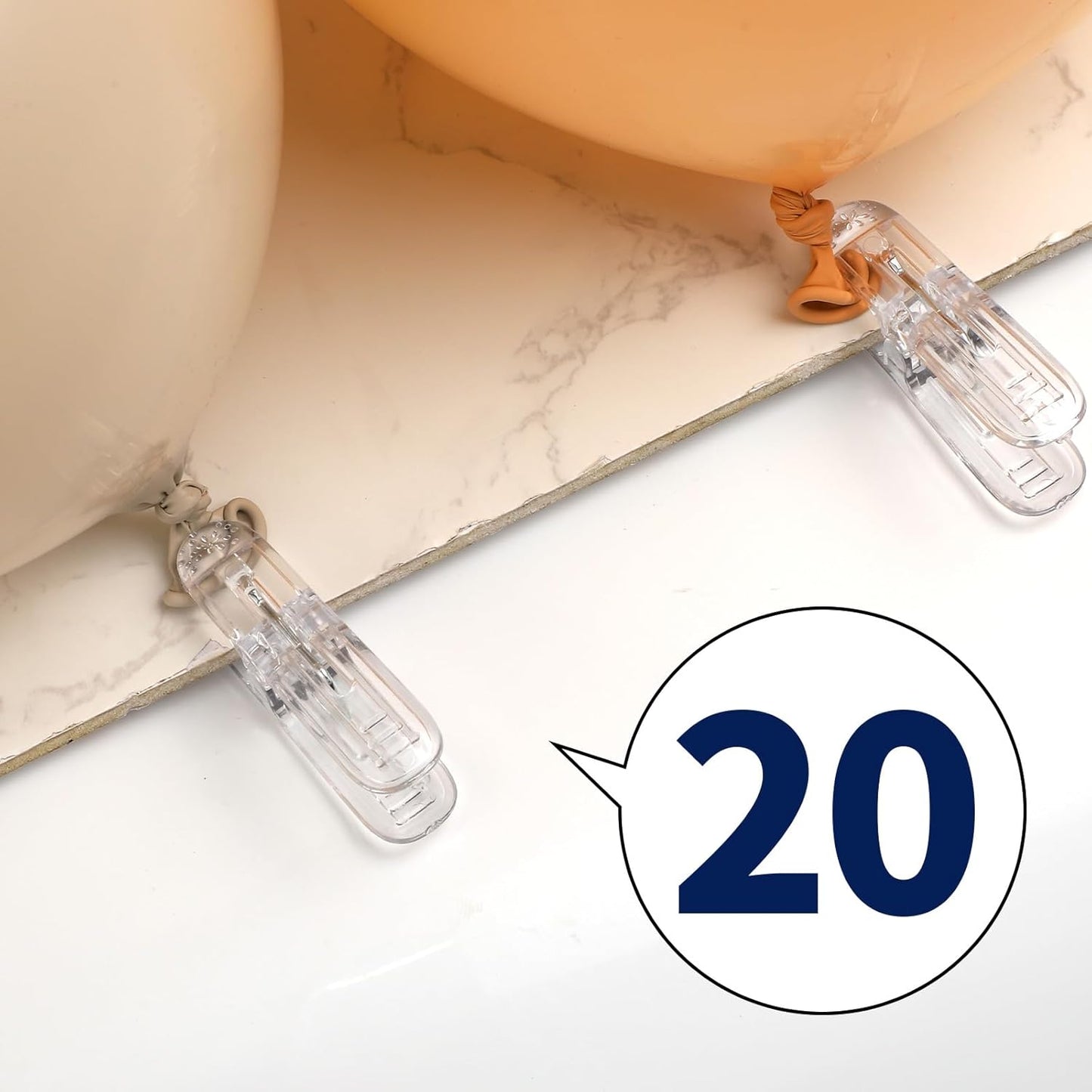 20pcs Balloon Arch Clips, 6x3cm/2.36x1.18 Inch Plastic Spring Garland Clamps Transparent Heavy Duty Clips for Balloon Arch Photography Crafts Wedding Engagement Backdrop Decoration