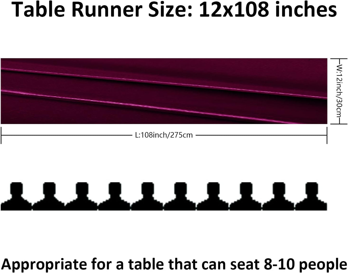 24Pack Table Runner 12 x 108 Inches Satin Silk Table Runner for Wedding, Birthday Party, Banquets, Graduations Decoration, fit Rectange and Round Table-Burgundy