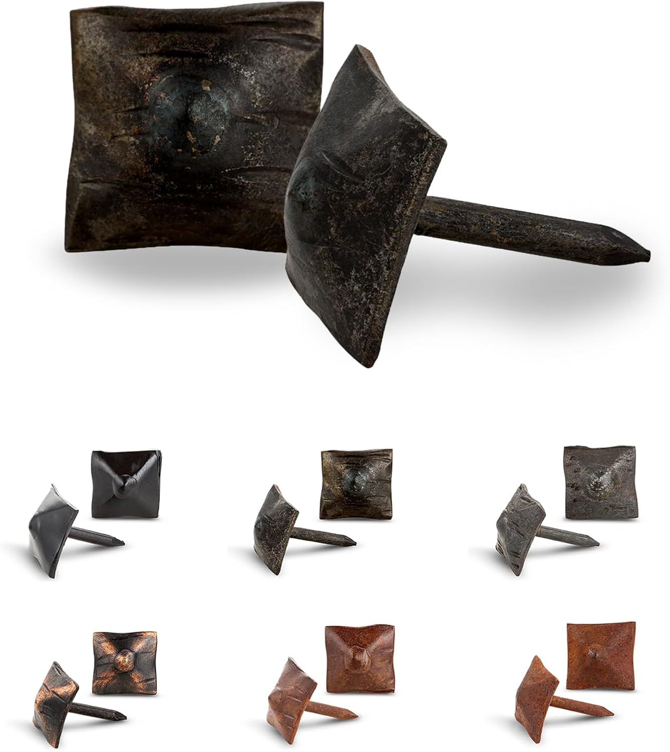 100 Pack 0.75" Square Head Iron Clavos Decorative Nails – Sealed Unfinished – Handmade Rustic Square Fasteners for Farmhouse Shutters, Faux Wood, Barn Doors, and Gates – Ornamental Wood Accent