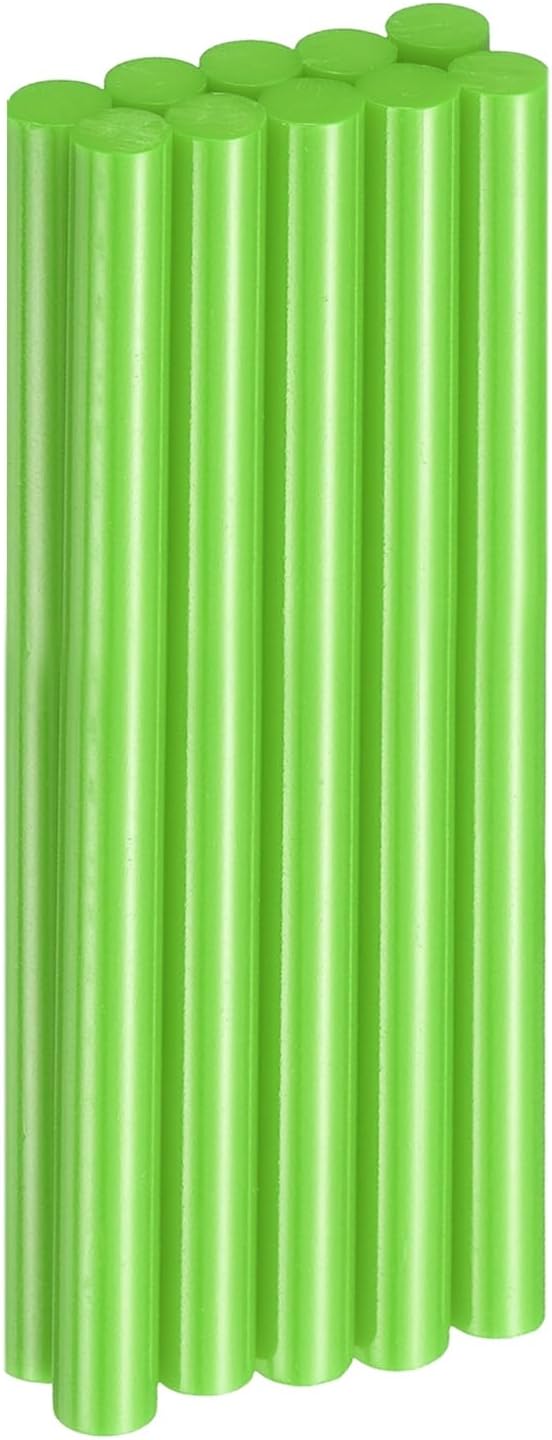 HARFINGTON 10pcs Hot Glue Sticks 0.43" Dia x 5.91" Long EVA Mini Hot Melt Adhesive Glue Stick for Hot Melt Gun Wood Plastic Glass Flowers Fabrics Foam, Light Green
