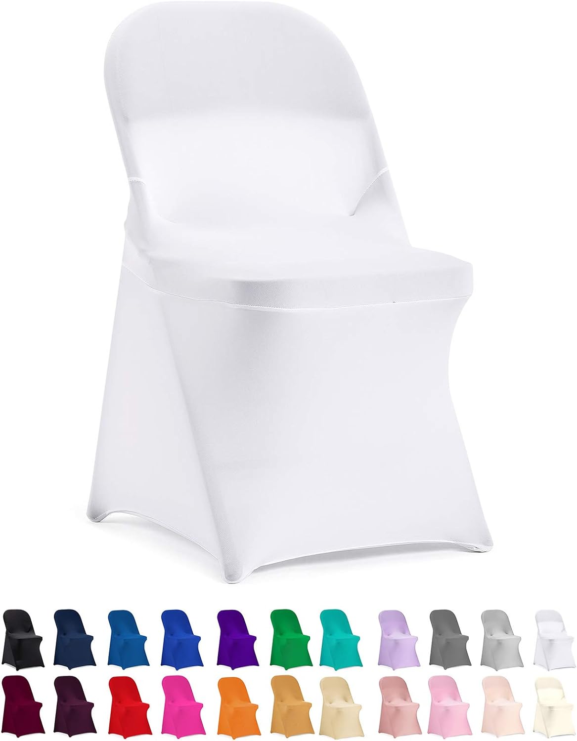 Peomeise Stretch Spandex Folding Chair Cover for Wedding Party Dining Banquet Event (White,50pcs)