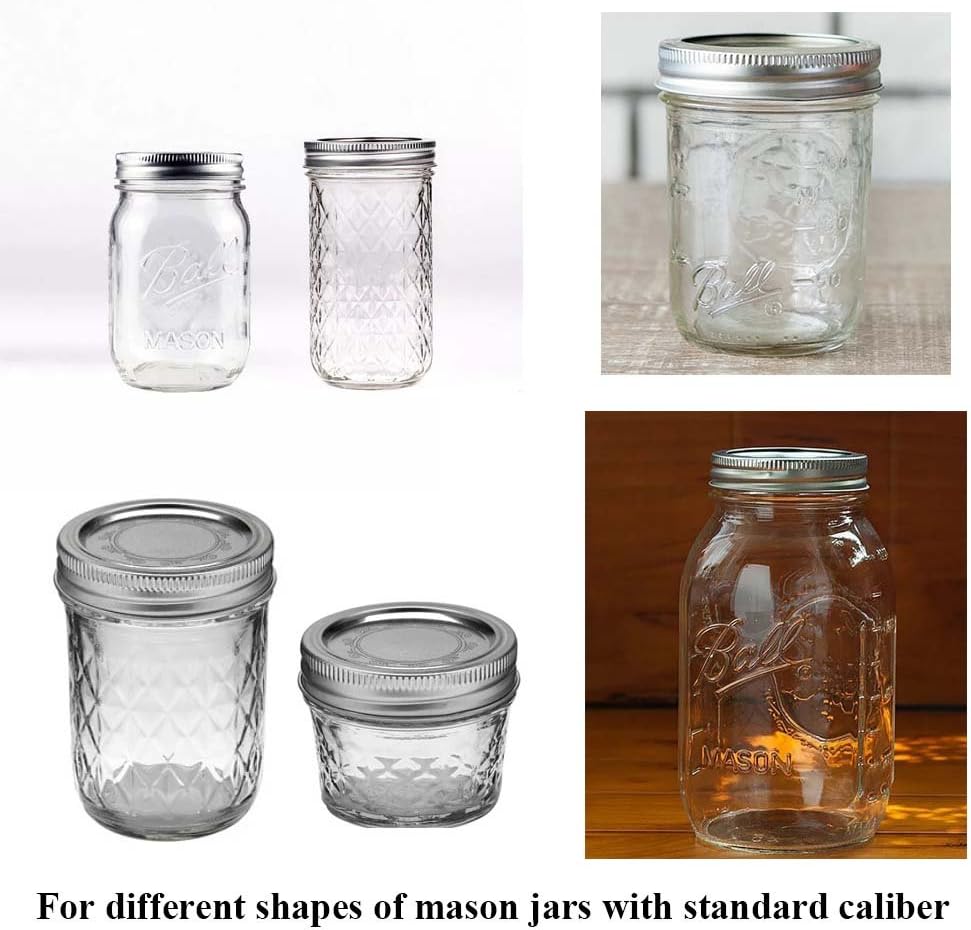 6 Pack Mason Jar Lights, 10 LED Solar Cold White Fairy String Lights Lids Insert for Garden Deck Patio Party Wedding Christmas Decorative Lighting Fit for Regular Mouth Jars …