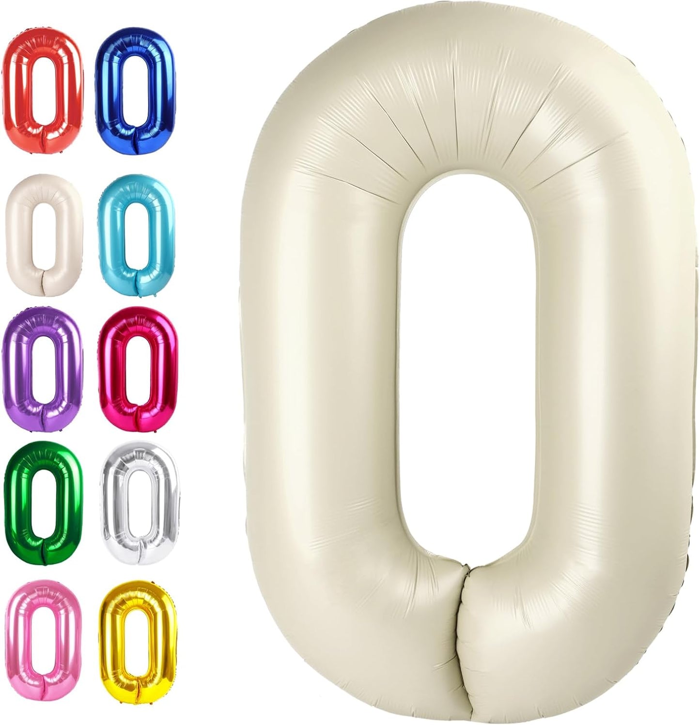 Cream White 40 Inch 0 Number Balloons, 0 Decorations for 10 20 30 40 50 60 70 80 90 100Birthday, Foil Giant Birthday Graduations Anniversary Party Balloons