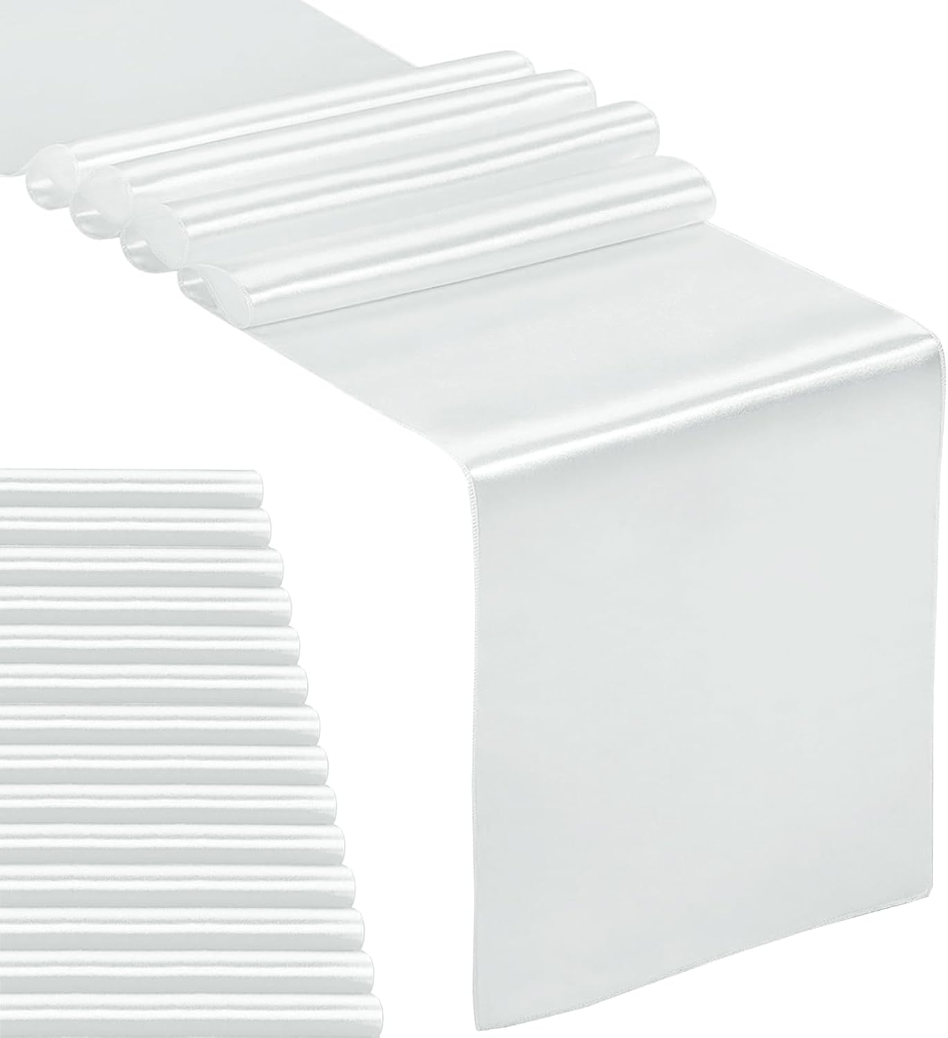 15-Pack Satin Table Runner Silver 12 x 108 inches Long, Table Runners for Wedding, Birthday Parties, Banquets Decorations（15 Pack, 12x108 Inch, Silver）