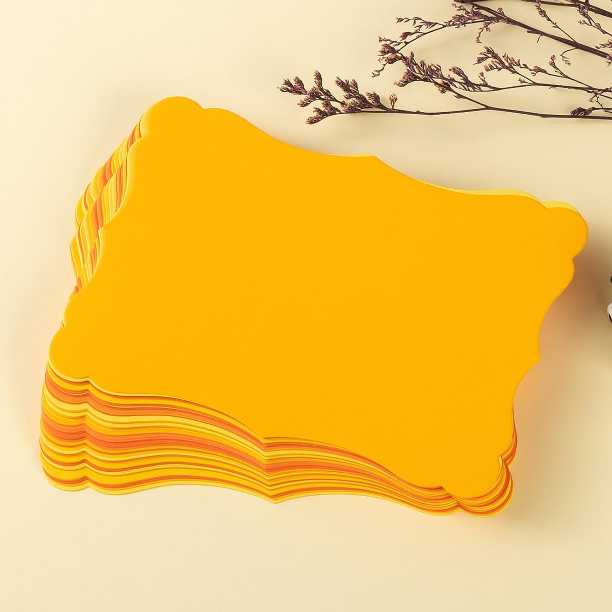 50 Pack Blank Kraft Cards Cardstock Thick Paper Brown Greeting Cards for DIY Gift Card Menus, Baby Shower and Wedding Invitations (Yellow, 5 Colors, 5x7IN)