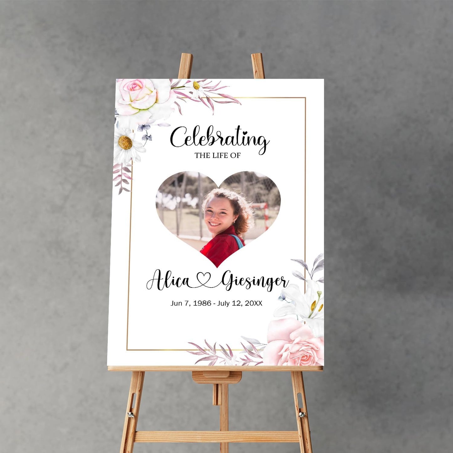 Funeral Heart Collage, Celebration of Life, Funeral Welcome Sign, Large Memorial Poster, Funeral decoration, In Loving Memory Sign, Obituary Memorial Service, Funeral program
