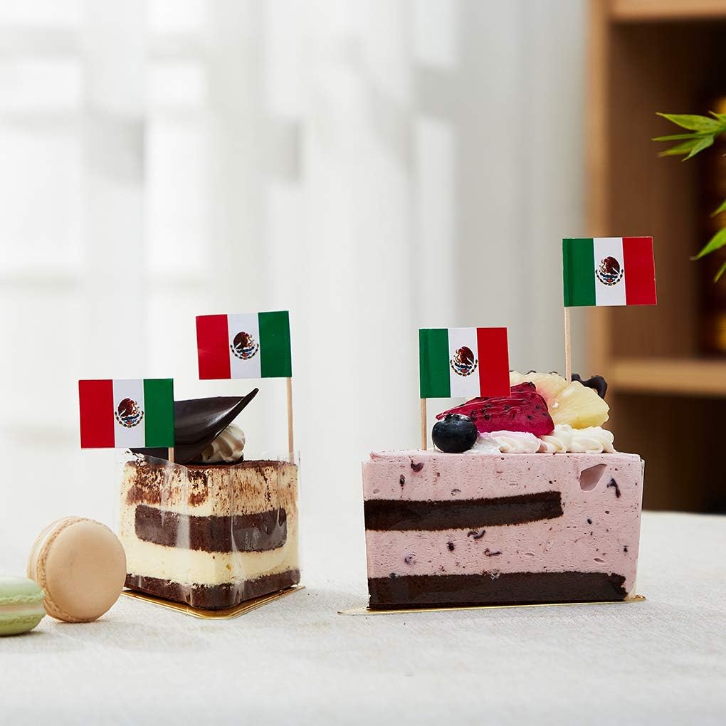 Mexico Flag Mexican Flag, Small Mini Mexico Toothpick Flags for Food, Cupcakes, Cocktails, Appetizers, Bar Party Decorations