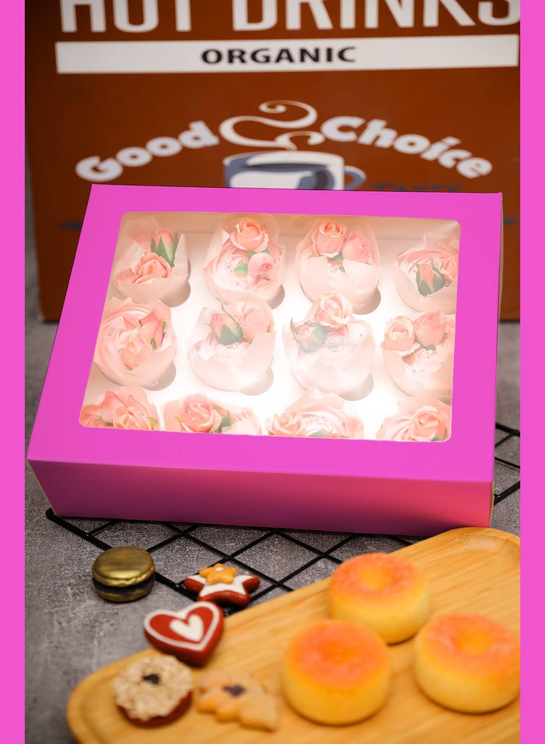 12 Cupcake Containers 10-Packs Roland Cupcake Box Cupcakes Carrier, 12 Cupcake Boxes with Window 13"x10"x3.5"（Auto-pop up）