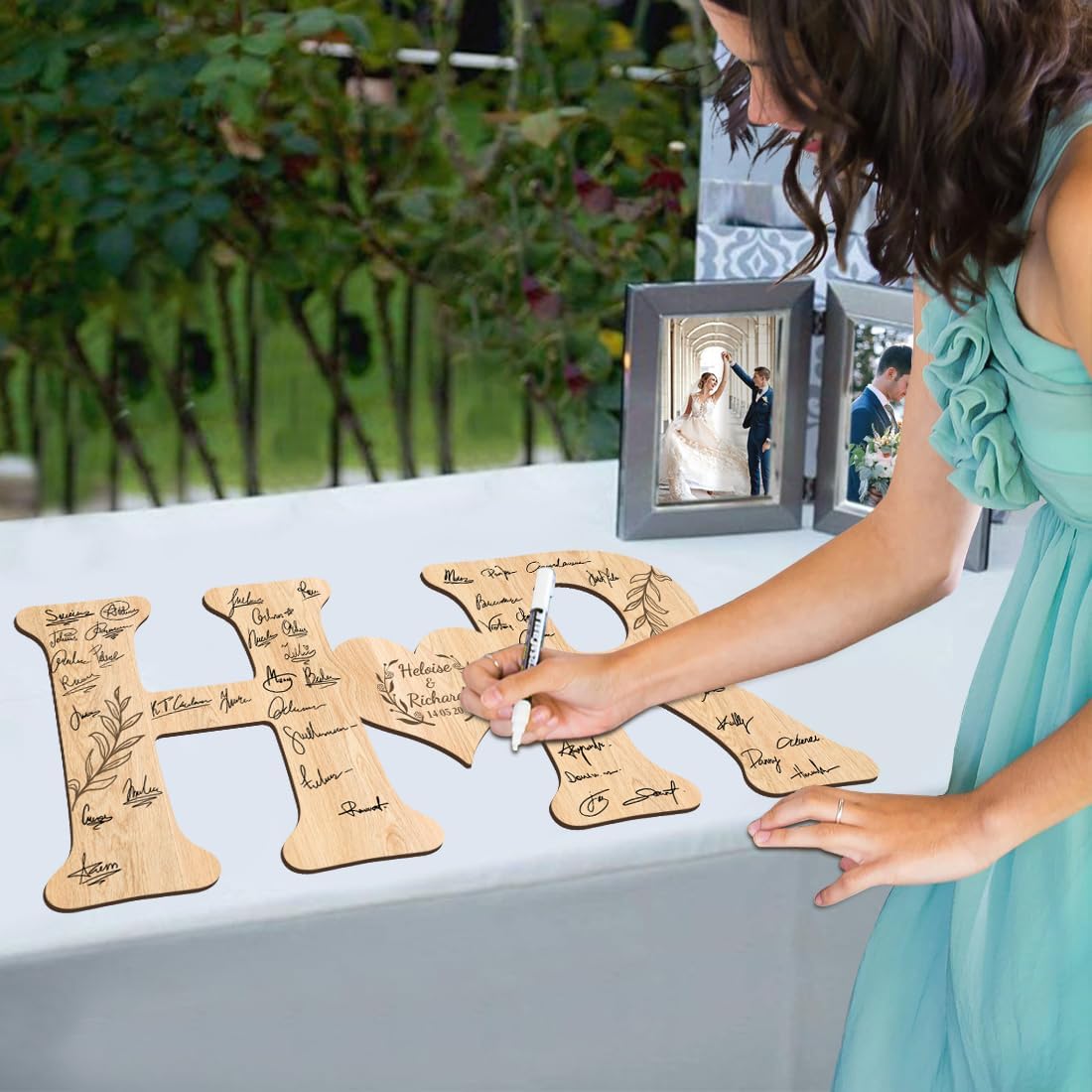 Personalized Wedding Guest Book Sign Custom Letter Name Date Rustic Wedding Guest Book Alternative Unique Guest Book for Wedding Anniversary Decor (Style 4)