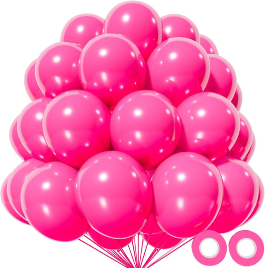 KAWKALSH Hot Pink Balloon 12 Inch, 110pcs Latex Party Balloons Helium Bright Color for Birthday Baby Shower Wedding Party Supplies Arch Garland Decoration