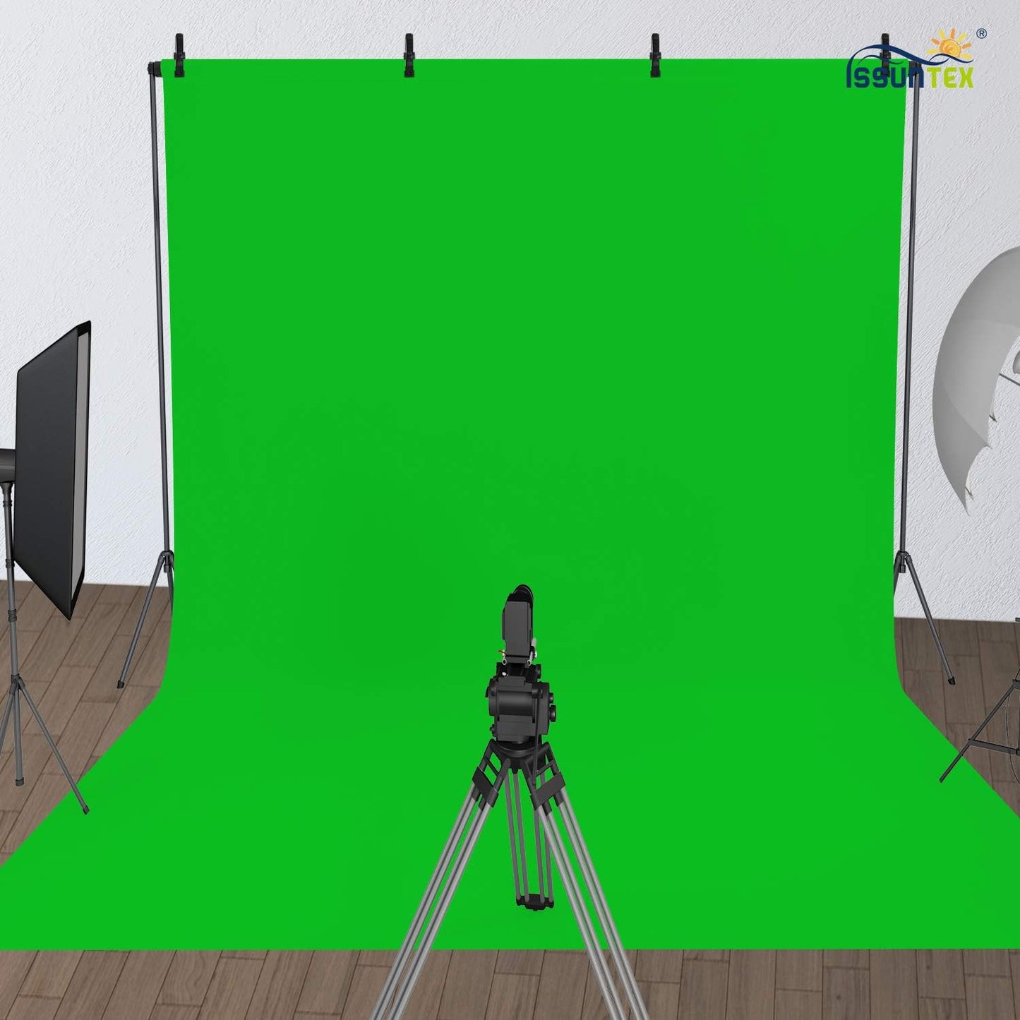 ISSUNTEX 10X12 ft Background Muslin Backdrop, Photo Studio, Collapsible High Density Screen for Video Photography and Television-Green