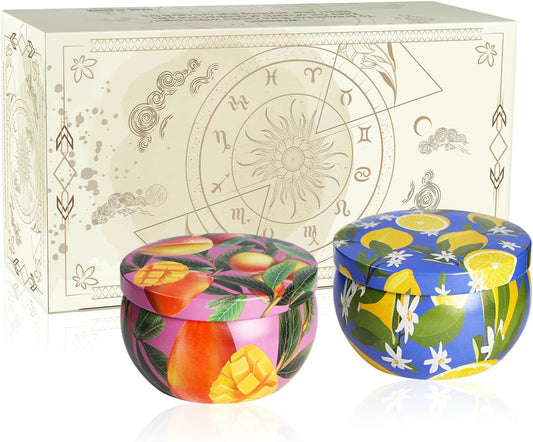 2 Pack Lemon and Mango Flavors Scented Candle 2.5 oz Aromatherapy Candles for Home Decor Candle,Party,Travel, Spa, Bath, Yoga