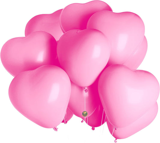 AFTERLOON® Biodegradable Balloons 100 pcs Pink 10 Inch Heart Shaped, Thickened Extra Strong Natural Latex Helium Float, Proposal Marriage Love Baby Shower Gender Reveal Wedding Bridal Corazones