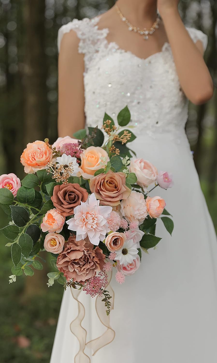 SERRAFLORA Artificial Flowers Combo Box Set Faux Flowers Bulk Flower Leaf with Stems for DIY Wedding Bouquets Centerpieces Baby Shower Party Home Decorations(Champagne Pink)