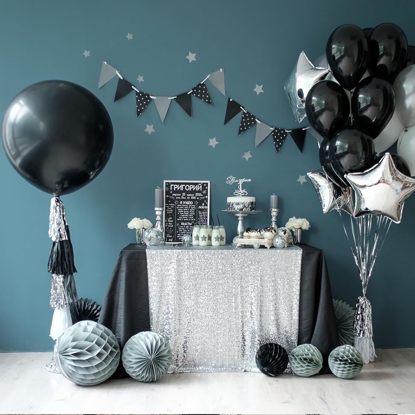 36 inch Giant Balloons, 4pcs Large Black Latex Balloon for Birthday Wedding Decorations Photo Shoot Party Decorations