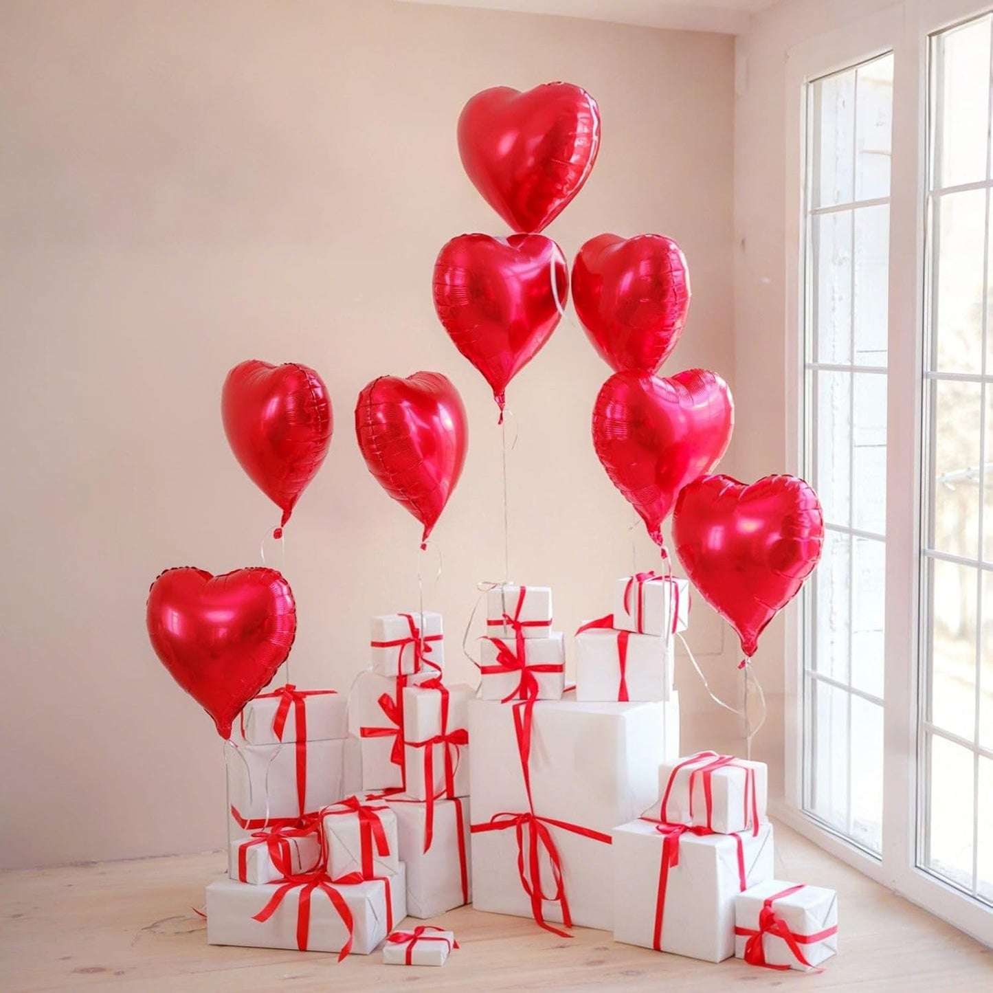 Red Heart Balloons,12Pcs 18 Inch Red Foil Love Heart Shaped Balloons for Girl Valentines Day Birthday Wedding Engagement Anniversary Party Celebration Baby Shower Decorations