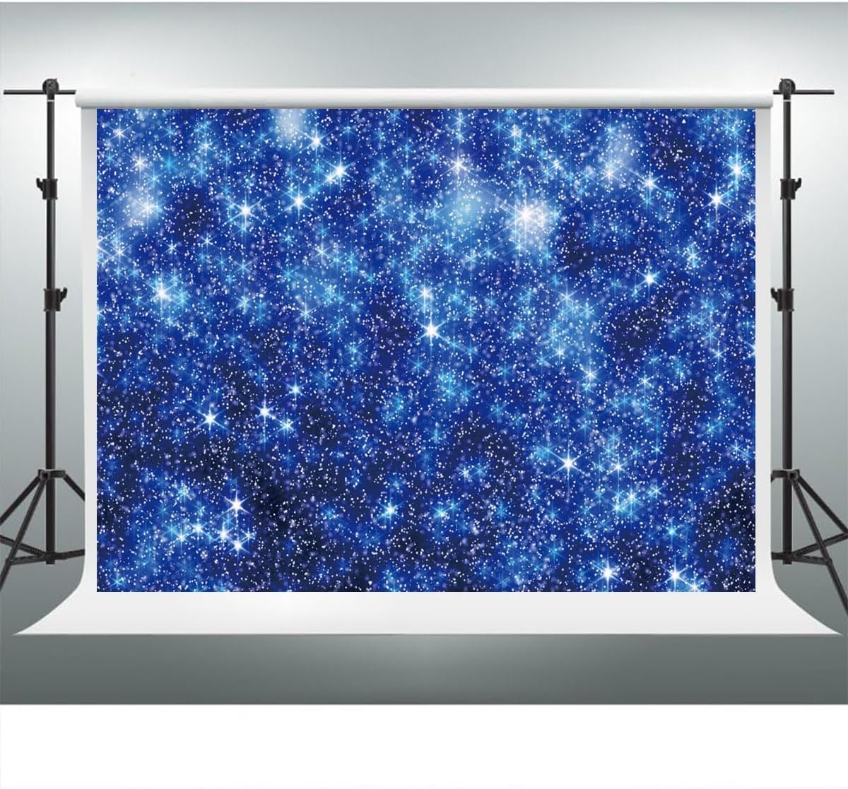 YongFoto Blue Glitter Backdrop 10x5ft Silver Light Spots Navy Blue Sequin Bokeh Photography Background Birthday Bridal Shower Wedding Photography Background Party Banner Decor Portraits Photoshoot